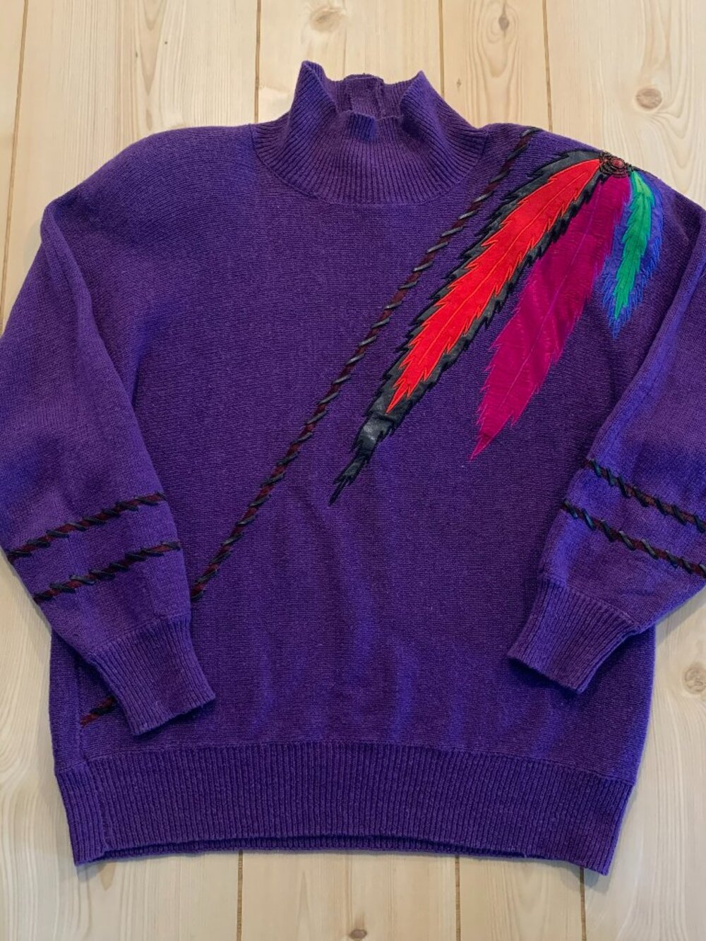 Vintage 80s Andriano by I. Fatigati Retro Boho Embroidered Sweater Women's M